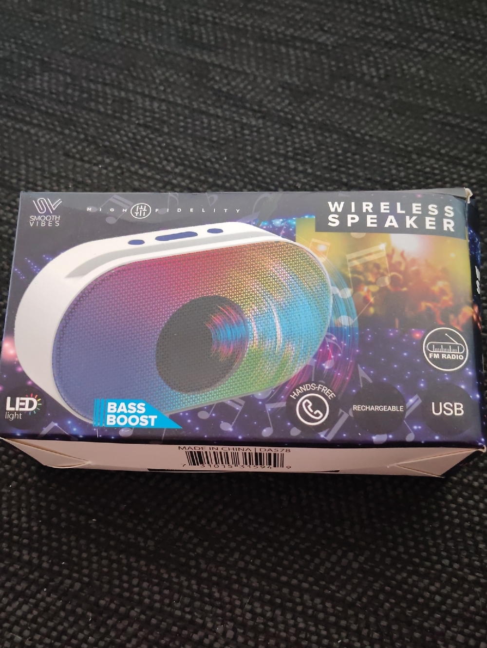 Wireless Portable LED Speaker with Bass Boost - White